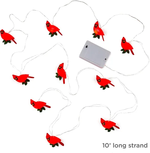 Vista 5 de Hallmark - Keepsake 2021 - Guirnalda de luces navideñas decorativas con forma de cardenales, 10 pies