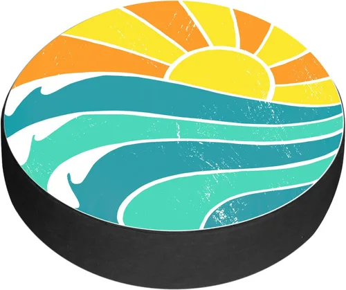 Vista 7 de Cubierta de neumático de repuesto para verano, olas de sol, accesorios de campamento para neumáticos de repuesto, resistentes a la intemperie, a