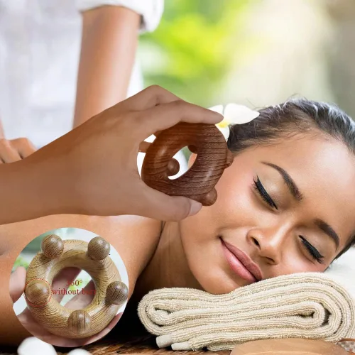 Vista 5 de OULIGET Herramientas de masaje abdominal de terapia de madera, masajeador de drenaje linfático, herramientas de raspado para esculpir el cuerpo