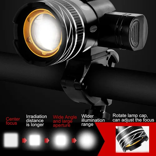 Vista 9 de Faros delanteros para manubrio de scooter, luces de bicicleta recargables por USB, kit de luces eléctricas para scooter de tercer engranaje, kit