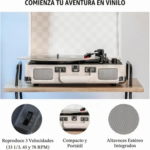 Vista 3 de Crosley CR8005F-AC Cruiser Plus - Tocadiscos vintage de 3 velocidades con Bluetooth, tipo maletín, reproductor de discos de vinilo, tablero