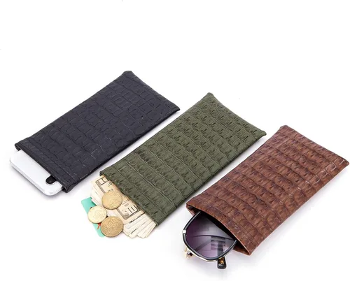 Vista 5 de TRIUMPH VISION Bolsa de cuero para lentes de sol, paquete de 3 soportes para gafas de almacenamiento de resorte