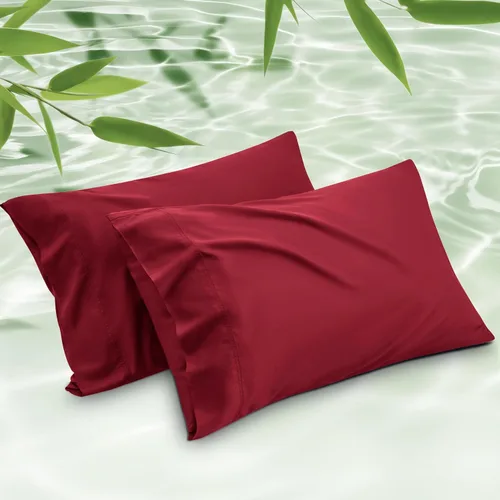 Vista 22 de Bedsure Fundas de almohada de tamaño estándar, fundas de almohada refrescantes, rayón derivado de bambú, color gris oscuro, juego de 2, fundas