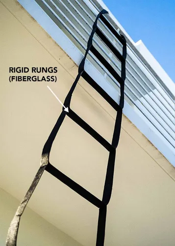 Vista 2 de ISOP Escalera de extensión de 10 pies, fabricada en Estados Unidos, escalera de cuerda de nailon con ganchos de resorte, ligera, duradera