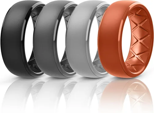 Vista 37 de Egnaro Anillos de boda de silicona para hombre: 1/4/6/7 Multipack de anillos de boda de goma con arco interior Diseño ergonómico transpirable