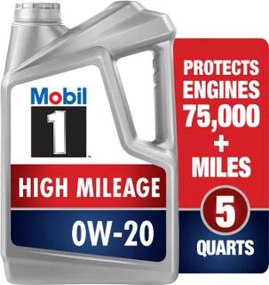 Mobil 1 - Aceite sintético High Mileage para motor, 0W-20, 5 cuartos de galón, gris