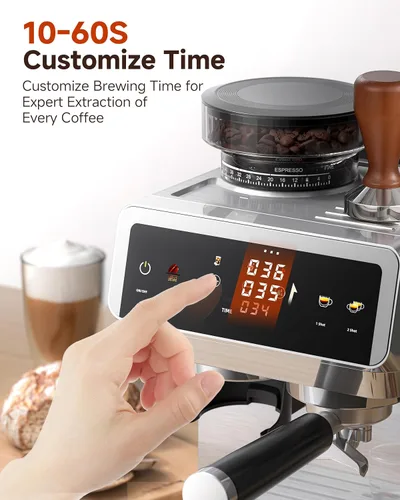 Vista 7 de AMZCHEF Máquina de café expreso con molinillo, control de temperatura, 44