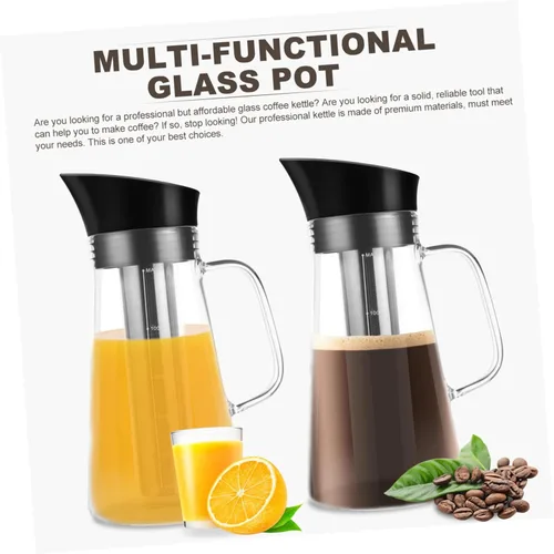 Vista 4 de KICHOUSE Cafetera de vidrio resistente al calor 50.7 fl oz Filtro de café de té de cerveza fría fácil de usar