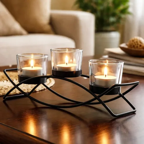 Vista 10 de Seraphic - Porta velas arqueado de hierro para centro de mesa Blanco