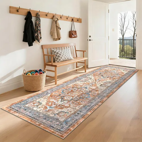 Vista 11 de Bsmathom Alfombra de Pasillo para Pasillos Antideslizante Lavable Boho 2x6 Alfombras de Pasillo Pelo Bajo Alfombras Vintage para Entrada, Cocina