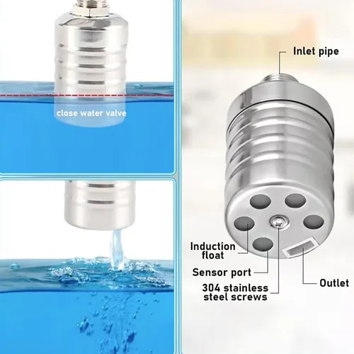 Vista 6 de Paquete de 2 válvulas de flotador de acero inoxidable 304 con control automático de nivel de agua, no necesita electricidad para tanques de agua