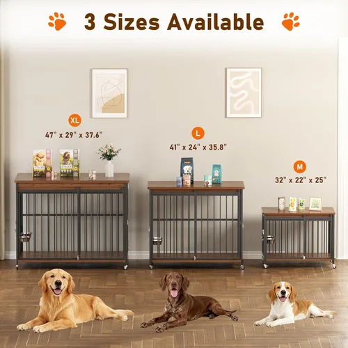 Vista 7 de Muebles de Jaula para Perros, Perrera de Madera de 32'' para Interiores con Puerta Frontal Deslizante, Aberturas Multi-Laterales y Ventana