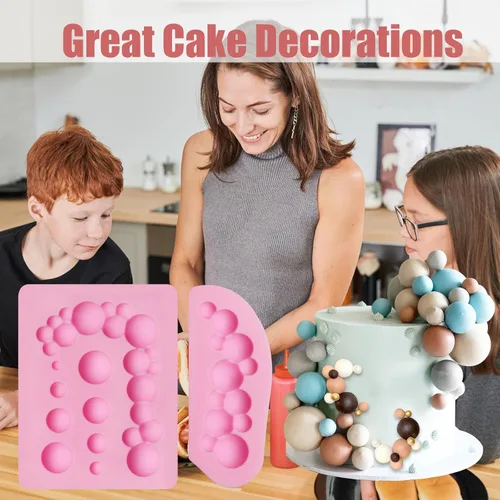 Vista 5 de Molde de fondant de perlas 3D, 2 unidades, moldes de silicona de chocolate semiesferas para decoración de pasteles, dulces, azúcar, cupcakes