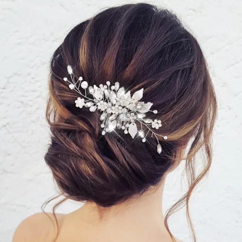 Vista 2 de JEAIRTS Peine de cristal para el cabello, accesorio para el cabello de boda, accesorio para el cabello para mujer