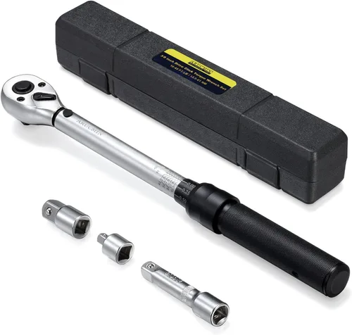 Vista 10 de Llave dinamométrica de clic de 1/2 pulgada (10-150 pies-libras/13.6-203.3 Nm) Juego de llave de torque ajustable de doble dirección