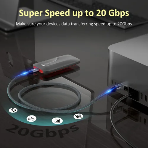 Vista 4 de QCEs Cable de monitor USB C de 5 pies, 8K30Hz, 4K60Hz, 20Gbps USB C 3.2 Gen 2x2, cable de carga PD de 100 W, compatible con iPhone 17 16 15 MacBook