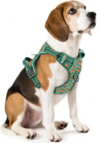 Vista 39 de HEELE Arnés para perro pequeño sin tirones con mango suave, arnés reflectante ajustable, color negro, XS