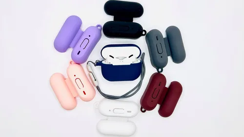 Vista 4 de Funda de silicona compatible con Airpods Pro de 1 y 2 generación, funda suave para AirPod Pro con cordón para niñas, mujeres, hombres, funda