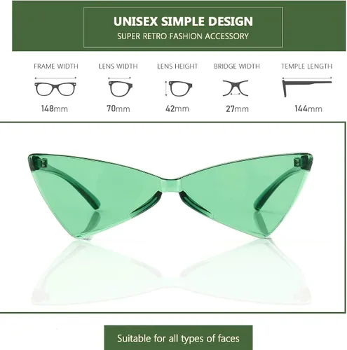 Vista 2 de OLINOWL Gafas de sol sin montura triangular una pieza gafas de sol transparentes de color para mujeres y hombres