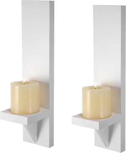 Vista 9 de OwnMy Juego de 2 Candelabros de Pared de Madera Rústicos para Montar en Pared, Candelabros de Vela de Pilar de Madera, Candelabros de Pared de Negro