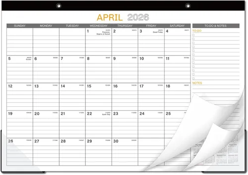 Calendario de escritorio 2026, calendario de escritorio de 17 x 12 pulgadas, enero de 2026 a diciembre de 2026, calendario de 12 meses 2026,