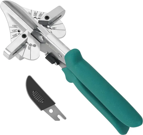 Vista 7 de O'Shine Tijeras de inglete de mango largo de 22.5 grados, reducción de fuerza del 30% para corte angular, moldeado de PVC, artesanía de madera