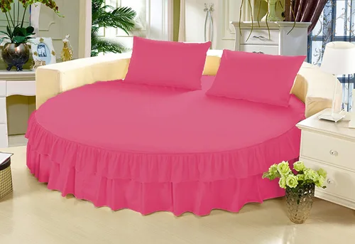 Vista 18 de Falda de cama – 1 pieza sólida de 21 pulgadas, con doble volante, caída a medida, para cama redonda, algodón puro de 800 hilos