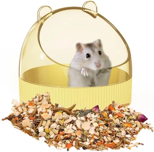 Vista 10 de Lindo cuenco de comida para hámster para erizos para hámsteres enanos, hámsters sirios, jerbos, ratones, ratas, animales pequeños, marrón