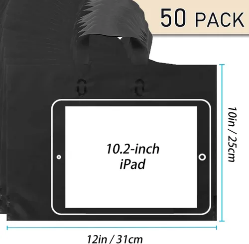 Vista 2 de Bolsas de agradecimiento de mercancía 50 piezas 10 x 12 pulgadas en negro Bolsas de agradecimiento a granel - Bolsas para clientes extra gruesas