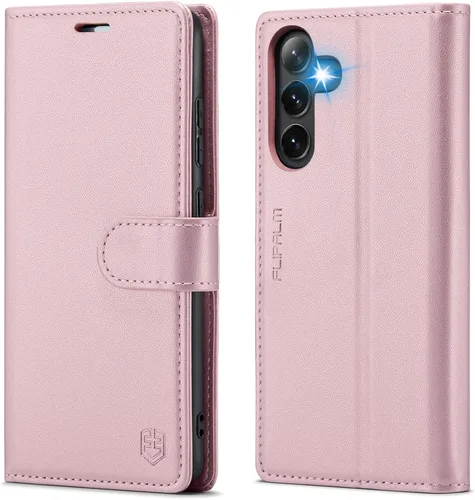 Vista 10 de FLIPALM Funda cartera para Samsung Galaxy S25 FE, soporte para tarjeta de crédito con bloqueo RFID, cubierta protectora a prueba de golpes de cuero