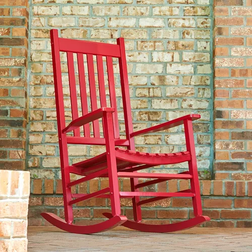 Vista 2 de Shine Company - Silla mecedora de estilo Vermont, 4332CP, color jalapeño Ají picante