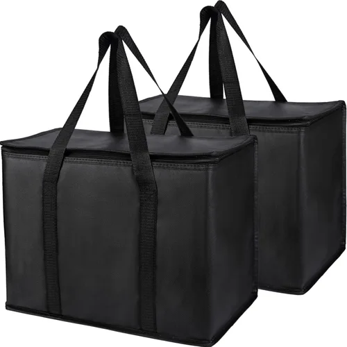 Vista 50 de Bodaon Paquete de 2 bolsas de comestibles reutilizables aisladas de servicio pesado, bolsa térmica, extra grande para alimentos congelados