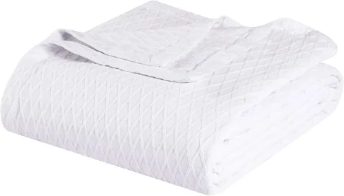 Vista 30 de Superior Diamond Weave - Manta de algodón de tejido diamante para todas las estaciones, cubierta para el hogar, sofá, cama, mantas suaves y cálidas
