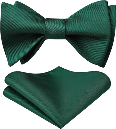 HISDERN Pajaritas para hombre, color sólido, corbatín de bolsillo, cuadrado, clásico, formal, satén para esmoquin, fiesta de boda