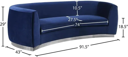 Vista 4 de Pemberly Row Sofá contemporáneo de terciopelo negro con base de acero inoxidable resistente