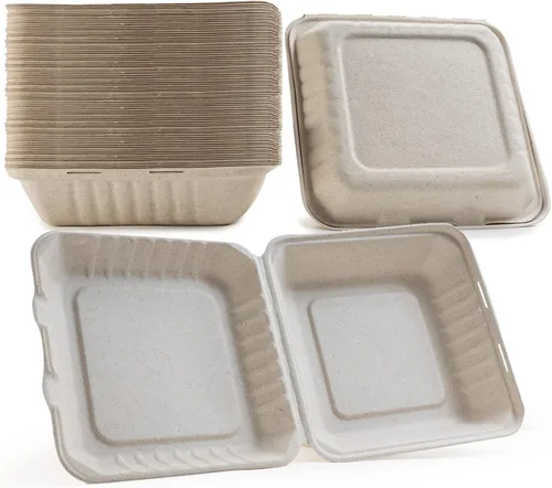 Vista 12 de Green Wave Ovation OV-B066 - Contenedor de alimentos de 1 compartimiento de 6 x 6 x 3 pulgadas, 1 compartimento, bagazo de aspecto de mármol