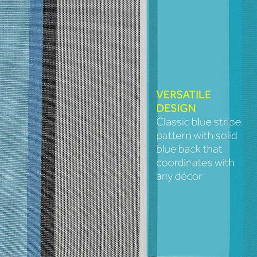 Vista 5 de Suntastic Sundeck Stripe - Juego de 4 cojines y almohadas de comedor para exteriores e interiores, para muebles de patio, azul capitán