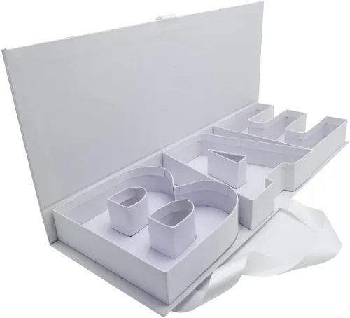 Vista 5 de WENPACK Letra de cartón en forma de BAE para baby shower, rellenable, de papel maché, en forma de flor de fresa de chocolate (BAEWHITE)