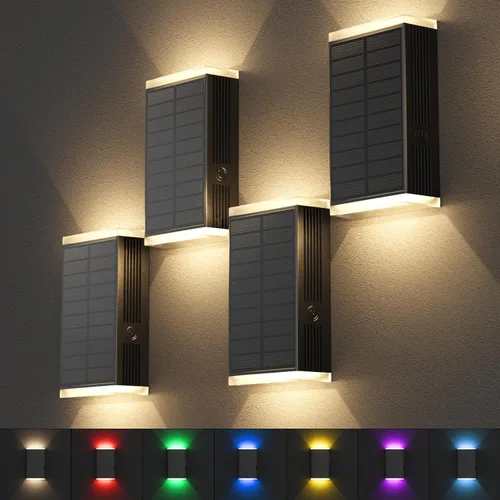 Vista 17 de Lámpara solar de pared para exteriores, 3000/4000/6000K, 3 modos de iluminación del atardecer al amanecer, aplique de pared IP67, impermeable