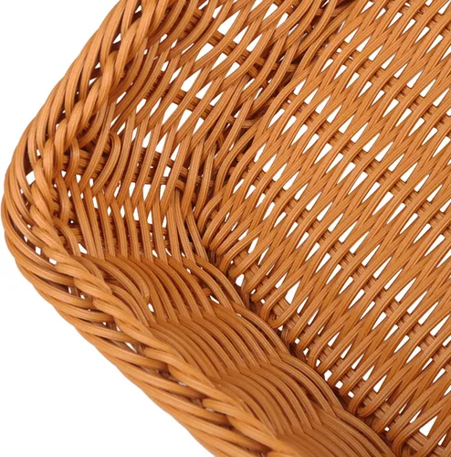 Vista 3 de 3 piezas de cesta de mimbre para pan de 16 pulgadas, cesta de servicio tejida, cesta de servicio de alimentos de mesa para restaurante, panadería