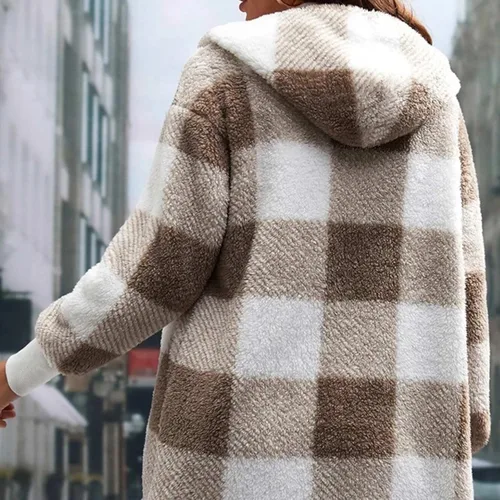 Vista 7 de oelaio Women Long Sleeve Button Down Jackets Plaid Flannel Shirts Tops Casual Lapel V Neck Oversized Shackets Blouses Top