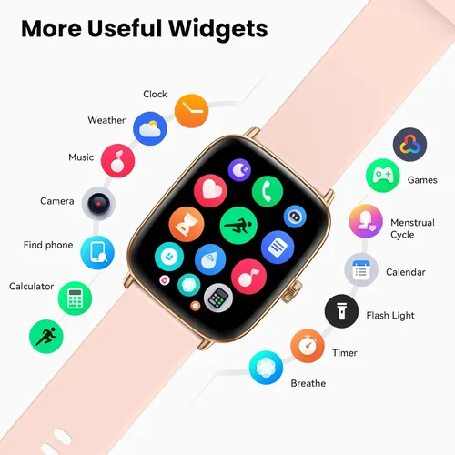Vista 7 de ENOMIR Reloj inteligente para mujer, monitoreo de la salud del teléfono con Rosa
