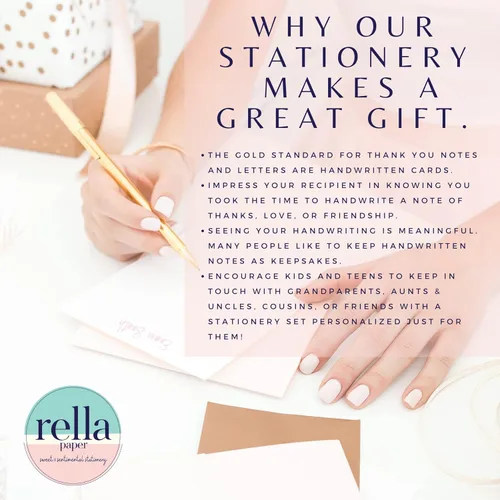 Vista 5 de Eucalyptus Stationery Cards with Envelopes Set, Personalized Floral Stationary for Women, A2 FLAT Cards, Choose Quantity, Greenery Thank You Note