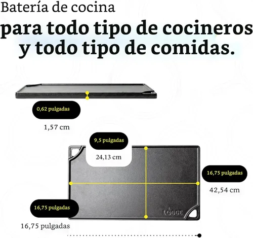 Vista 7 de Lodge - Parrilla reversible de hierro fundido pre-sazonado (16.75 in), color negro