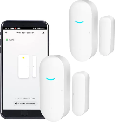 Vista 9 de Tuya Sensor de puerta WiFi: alarma de seguridad inalámbrica, compatible con Alexa, Google Home, Siri, sensor de puerta inteligente para seguridad