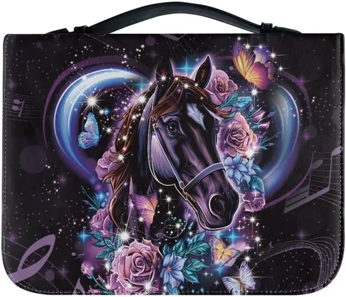 Vista 41 de Cozeyat American Flag Bible Cover Large Size Church Study Book Carrying Bag Highland Cow Bible Protective Case with Handle and Zippered Pocket for