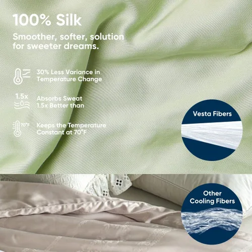 Vista 28 de Vesta Edredón de Seda Lavable y Ligero, Manta Refrescante para Personas que duermen con Calor, 100% Seda de Morera de Fibra Larga, Control de Zen