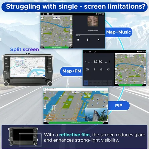 Vista 7 de SCUMAXCON 7" Android 13 Radio de coche con Carplay inalámbrico Android Auto GPS Navegación Estéreo de coche 8-CORE 2+32G Pantalla táctil IPS WiFi BT