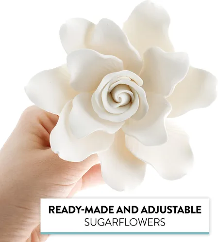 Vista 5 de Global Sugar Art Gardenia - Flores de pastel de azúcar Jumbo blancas con alambre, 1 unidad por el chef Alan Tetreault