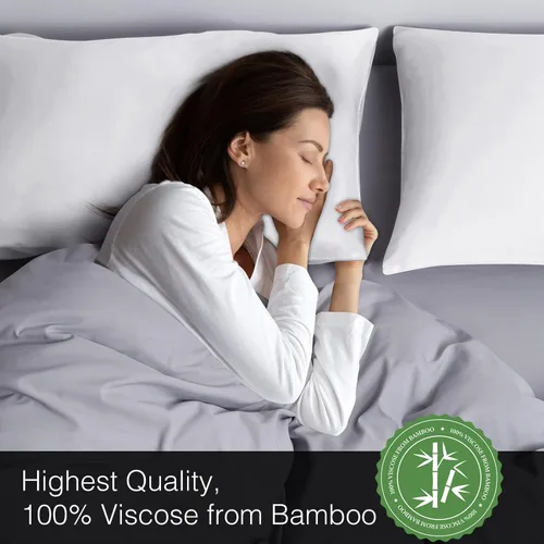 Vista 182 de BEDELITE - Juego de 2 fundas de almohada con solapa, tamaño estándar, rayón de bambú, frescas, suaves y transpirables, para personas calurosas